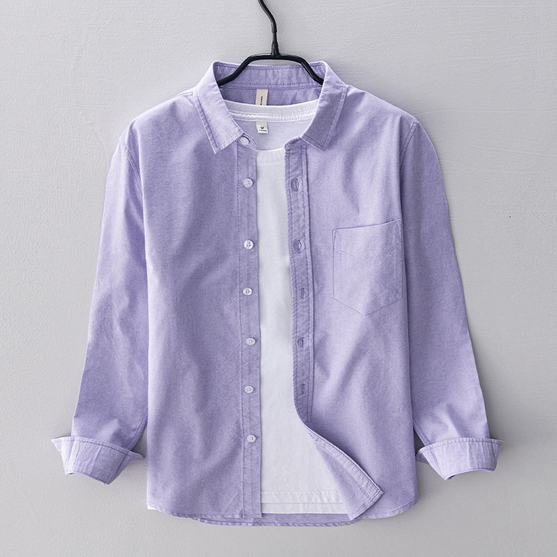 Oxford Cotton Casual Shirt Business - 남성용 긴팔 코튼 셔츠, 편안한 심플